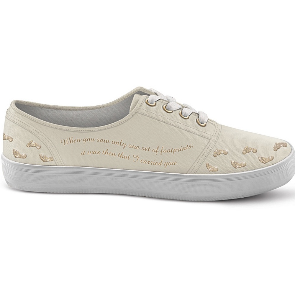 Footprints Sand Bible Religious canvas shoes NEW - Picture 5 of 6